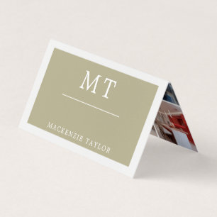 Carte De Visite Vert sauge Simple Élégant Professionnel 9 Photo