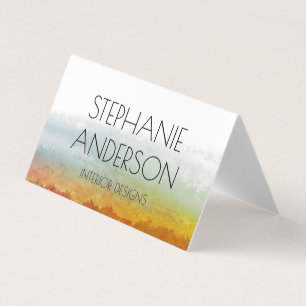 Carte De Visite Vert Terre Brown Aquarelle Abstraite