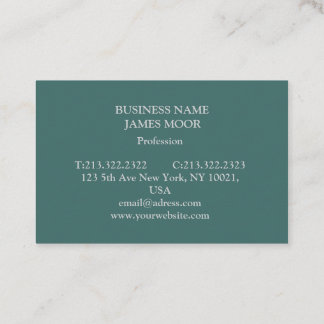 Carte de visite verte avec écriture grise