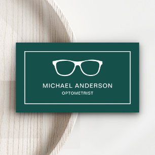 Carte De Visite Verte Blanc Lunettes d'yeux Oeil Docteur Optométri