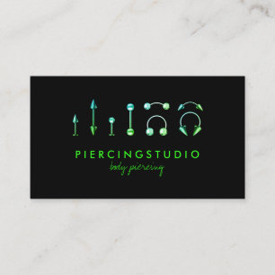 Carte De Visite Verte Elegant Bijoux Corps Piercing
