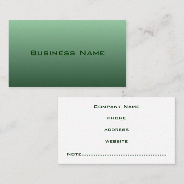 Carte de visite verte professionnelle (Devant / Derrière)