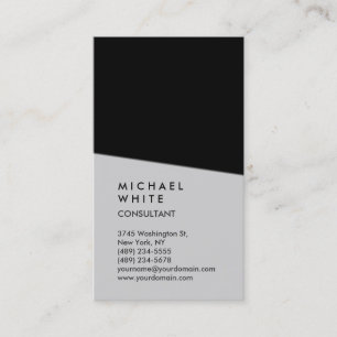 Carte De Visite Vertical Black Grey Professional tendance