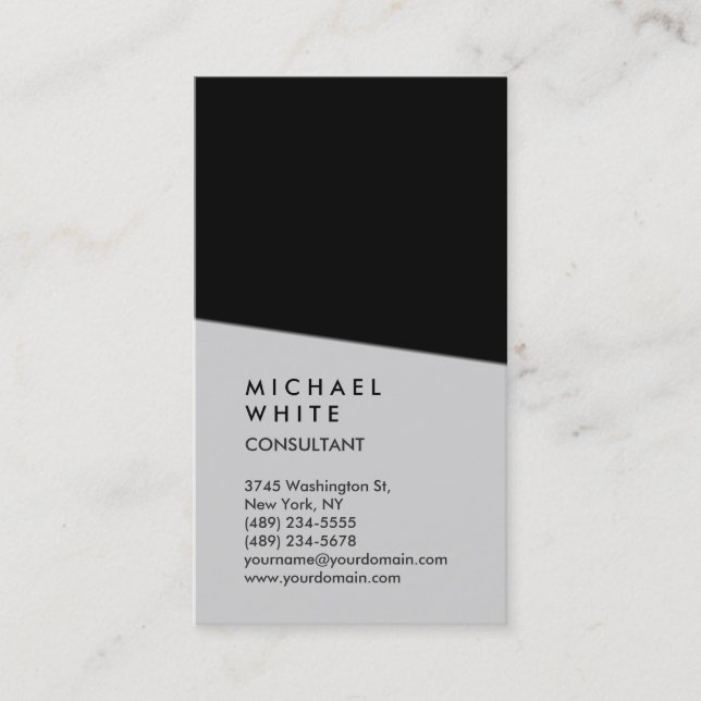 Carte De Visite Vertical Black Grey Professional tendance (Devant)