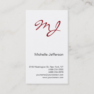 Carte de visite vertical de Monogramme rouge noir