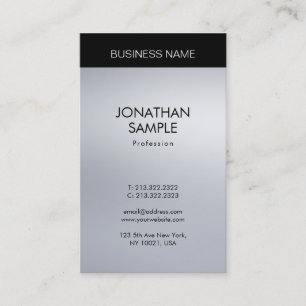 Carte De Visite Vertical Elegant Silver Look Professionnel Moderne