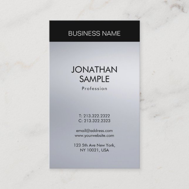 Carte De Visite Vertical Elegant Silver Look Professionnel Moderne (Devant)
