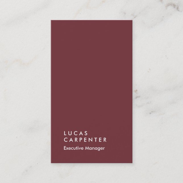Carte De Visite Vertical élégant vin rouge noir plaine manager (Devant)