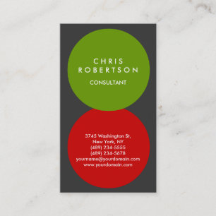 Carte de visite Vertical Gris Rouge Vert Arrondi