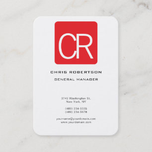Carte De Visite Vertical Large Rouge Rayure Blanc Professionnel Un