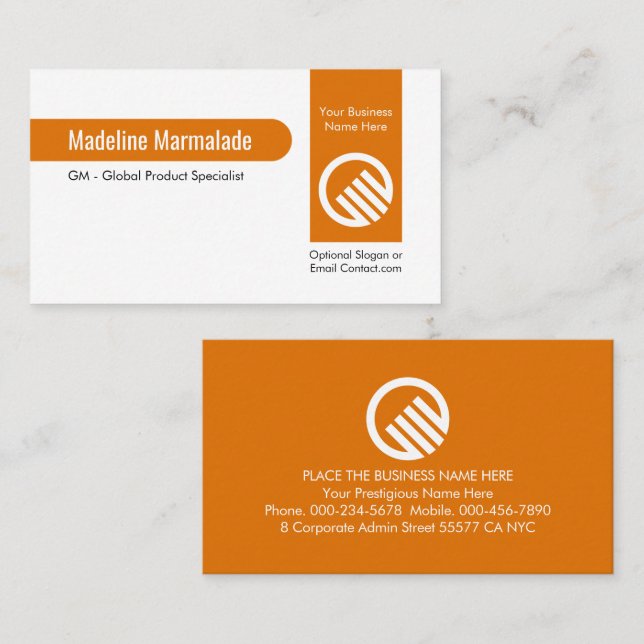 Carte De Visite Vertical Marmalade Orange Line Product (Devant / Derrière)