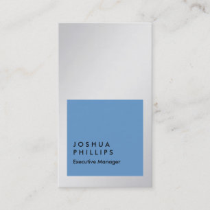 Carte De Visite Vertical métal bleu argent professionnel plaine