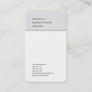 Carte De Visite Vertical Minimaliste Plain moderne gris blanc tend