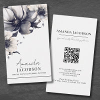 Vertical Noir Blanc Floral Élégant Professionnel