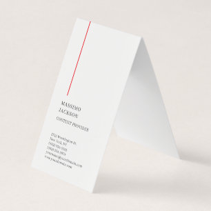 Carte De Visite Vertical Plain Simple Noir Blanc Rouge Minimaliste