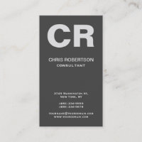 Carte de visite vertical standard monogramme texte