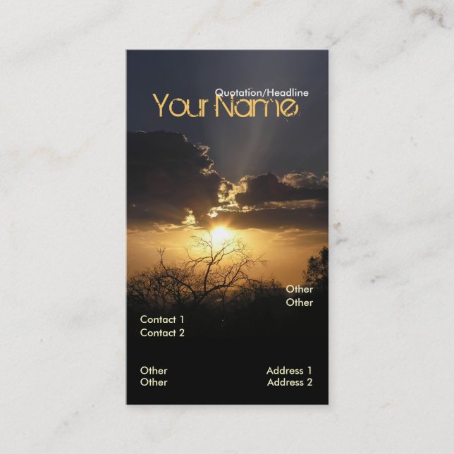 Carte de visite vertical Sunset Skys (Devant)