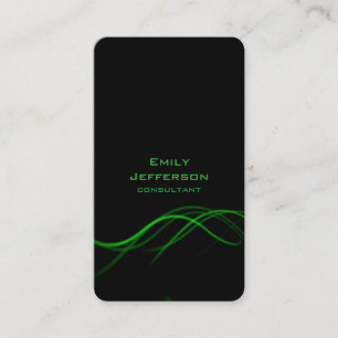 Carte De Visite Verticale Artistic Black Green Courbes Design uniq