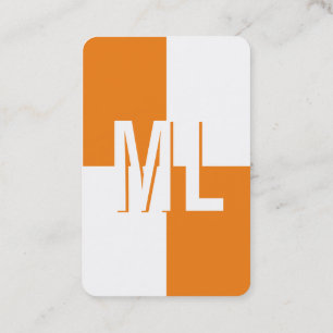 Carte de visite verticale monogramme blanc orange