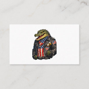 Carte De Visite Veste en cuir de motard alligator patriotique féro