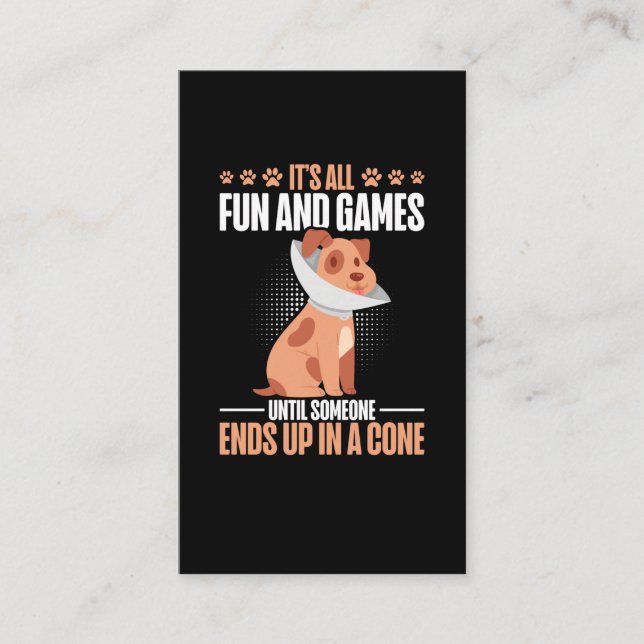 Carte De Visite Vet Tech Chien Cone Humour vétérinaire (Devant)
