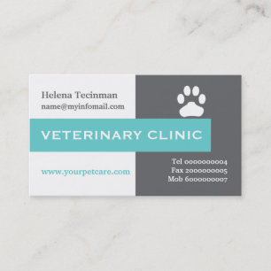 Carte De Visite Vet/Vétérinaire, aqua à pattes accrocheur
