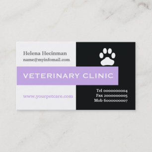 Carte De Visite Vet/Vétérinaire Clinique, lavande de pattes attray