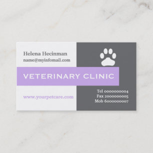 Carte De Visite Vet/Vétérinaire Clinique, lavande de pattes attray