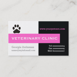 Carte De Visite Vet/Vétérinaire Clinique, rose de patte à l'oeil a