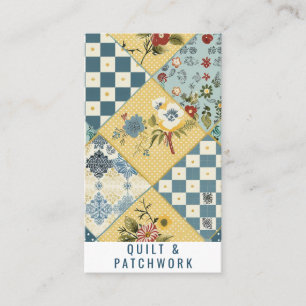 Carte De Visite Vêtement fait main en patchwork bleu jaune