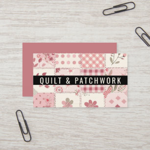 Carte De Visite Vêtement fait main en patchwork de quilt rose