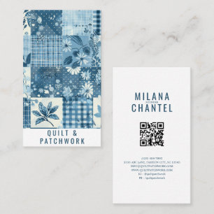 Carte De Visite Vêtements faits main en patchwork de quilt bleu