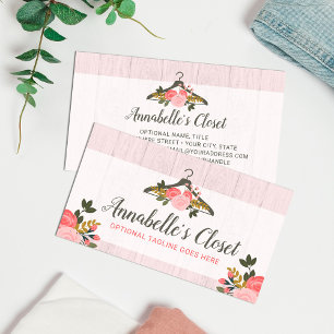 Carte De Visite Vêtements Roses floraux penderie Boutique de mode