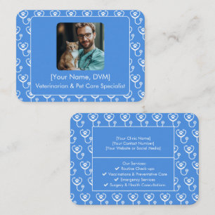 Carte de visite vétérinaire bleu personnalisable