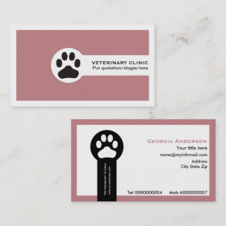 Carte De Visite Vétérinaire/Clinique Vétérinaire Dusty rose minima