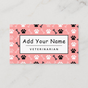 Carte De Visite Vétérinaire Cute Paw Bone Joli Vet Motif