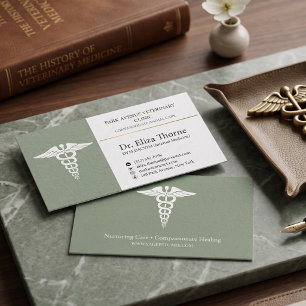 Carte de visite vétérinaire de luxe DVM Caducée Ve