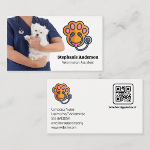 Carte De Visite Vétérinaire tenant chien