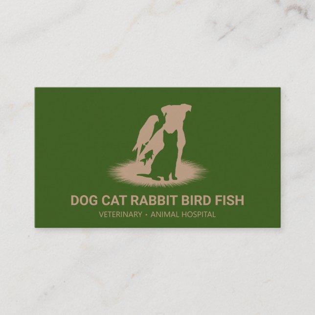 Carte De Visite Vétérinaire Vet chat chien oiseau lapin poisson (Devant)
