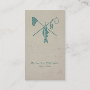 Carte De Visite Viantage canne à pêche et poisson