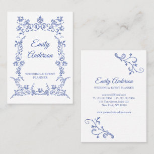 Carte De Visite Victorian Blue Elegant hello card