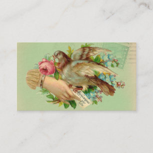 Carte De Visite Victorian Valentine Bird et rose
