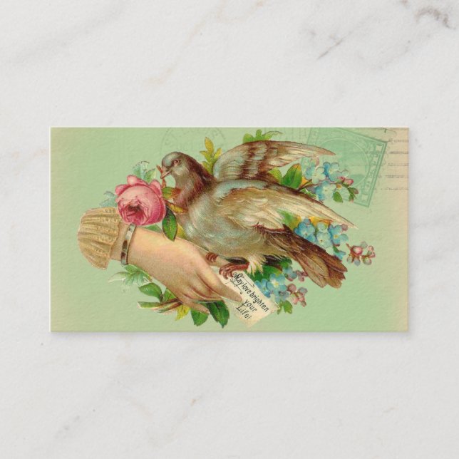 Carte De Visite Victorian Valentine Bird et rose (Devant)