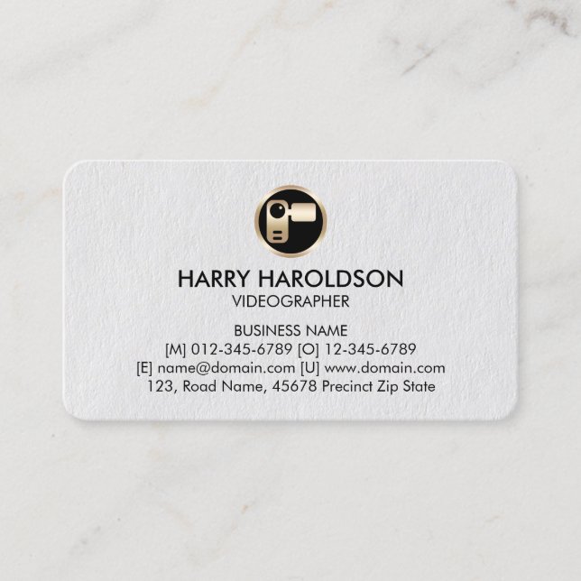 Carte De Visite Video Camera Icon Videographer (Devant)