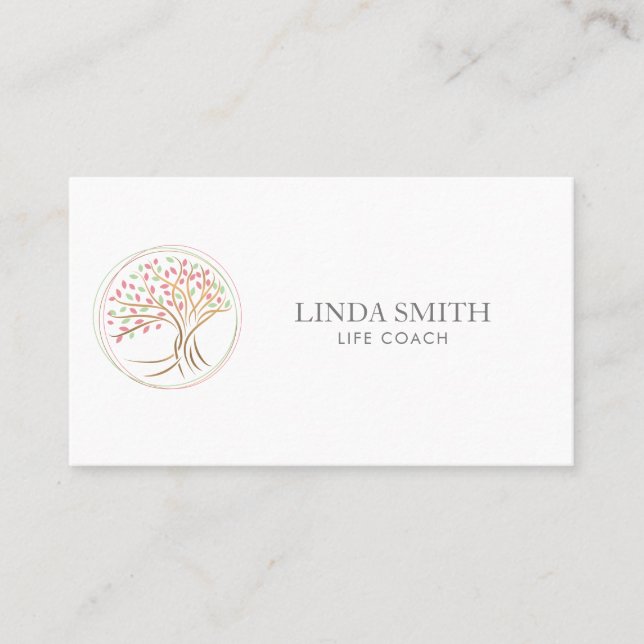 Carte De Visite Vie Coach Thérapeute Spa Wellness Cosmétique Arbre (Devant)