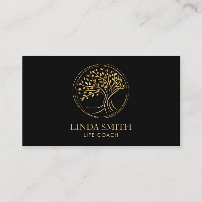 Carte De Visite Vie Coach Thérapeute Spa Wellness Cosmétique Arbre (Devant)