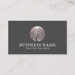Carte De Visite Vie Entraîneur Rose Gold Tree Logo Conseiller