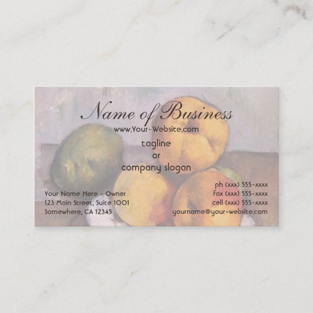 Carte De Visite Vie morte, coing, pommes, poires de Paul Cézanne (Devant)