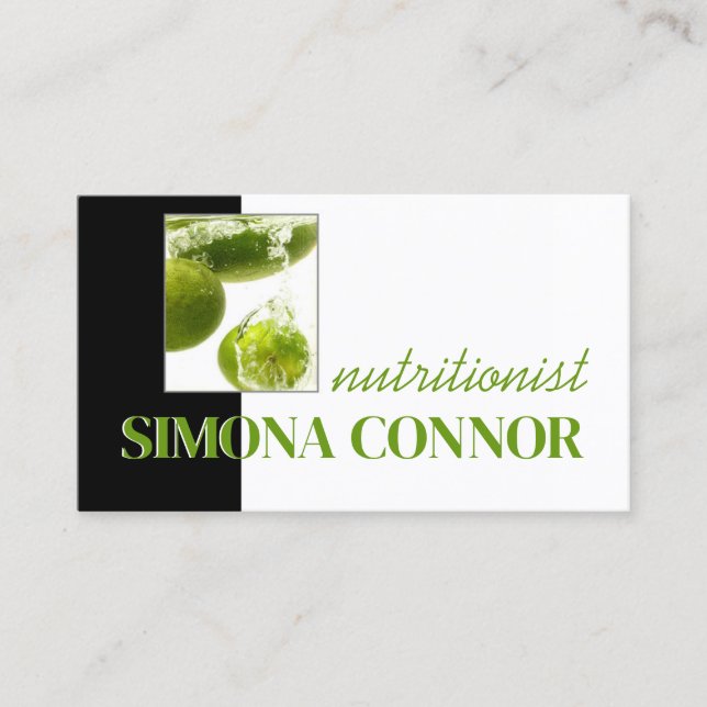 Carte De Visite Vie saine Nutritionniste Lime fraîche dans l'eau C (Devant)
