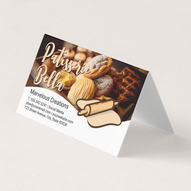 Carte De Visite Viennoiseries | Épingle à rouleaux et toux (Devant)